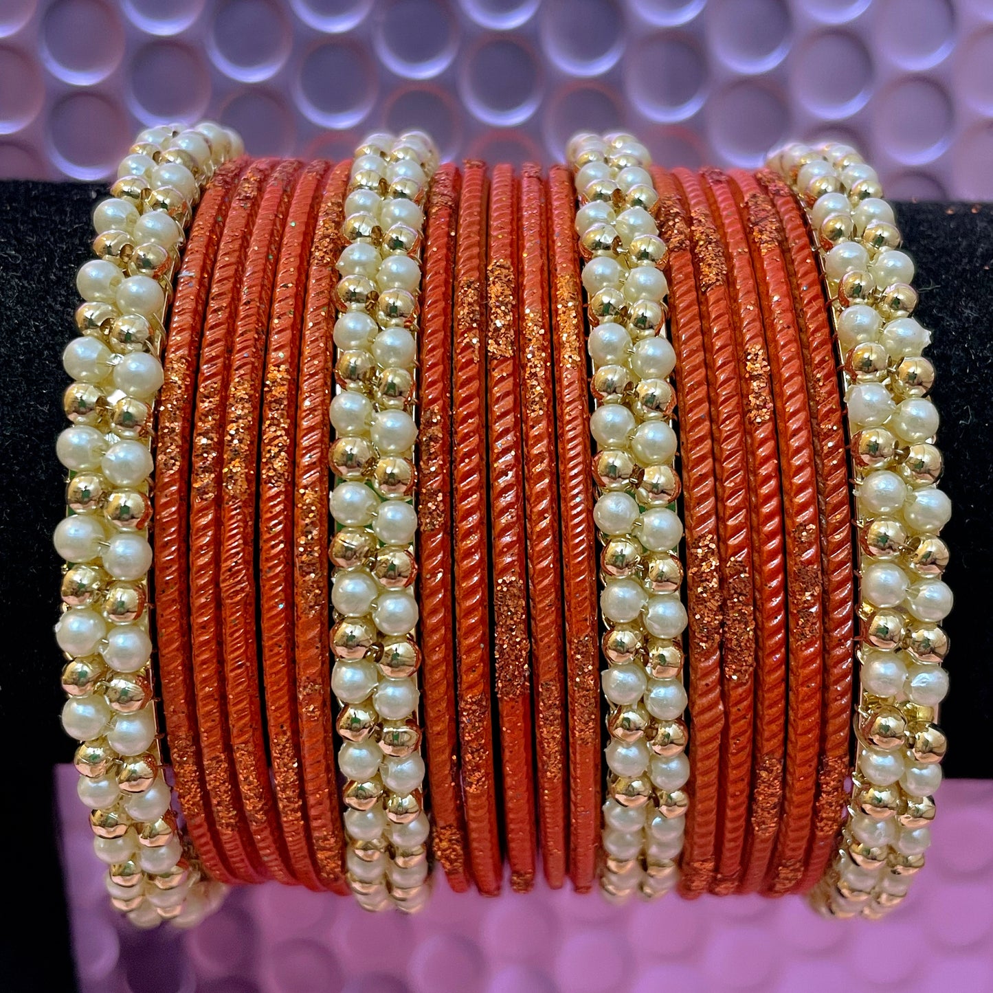 Pearl Metal Bangles Sets- Various Colours