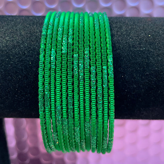 Green Metal Bangles Set- Size 2.10