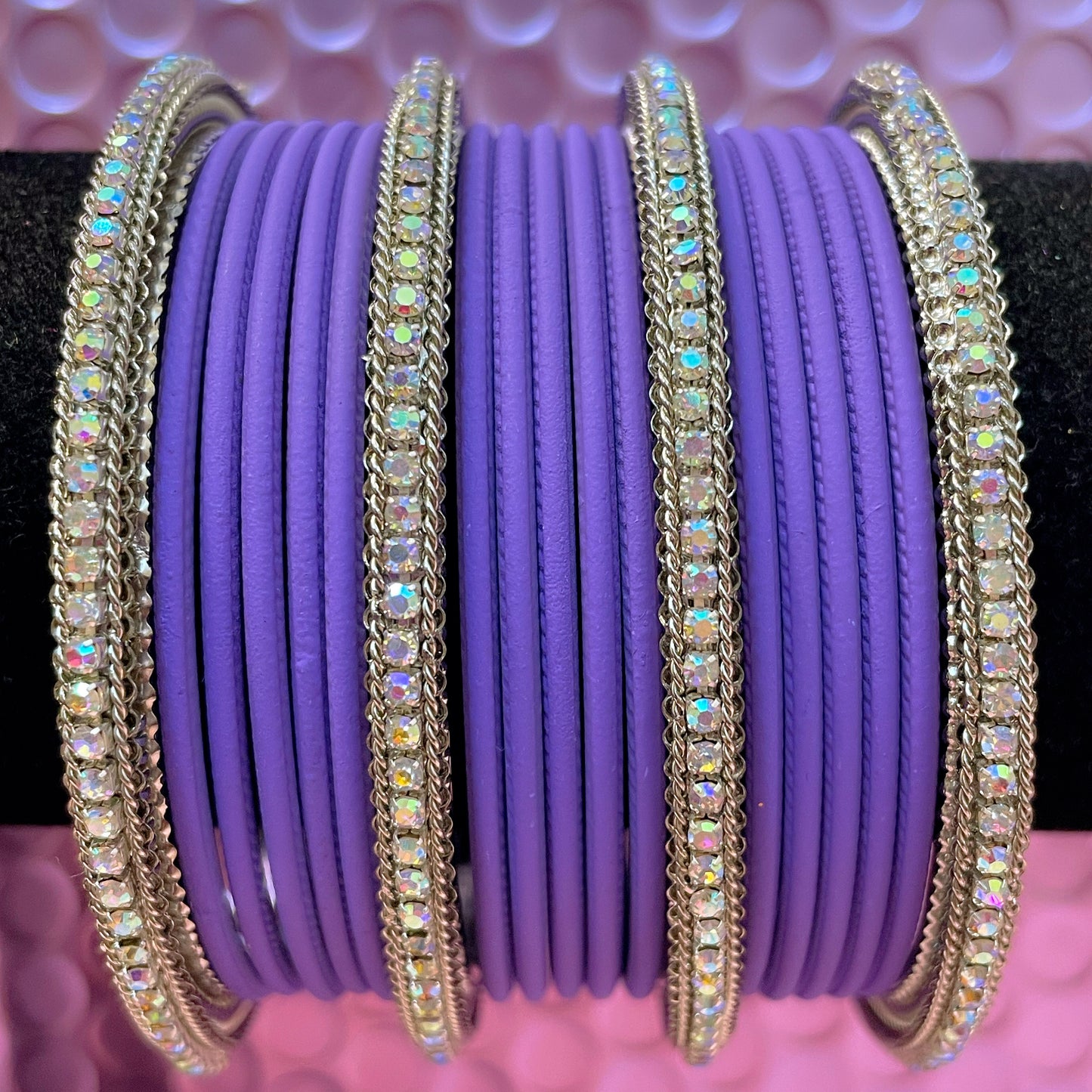 Silver Metal Bangles Set- Various Colours