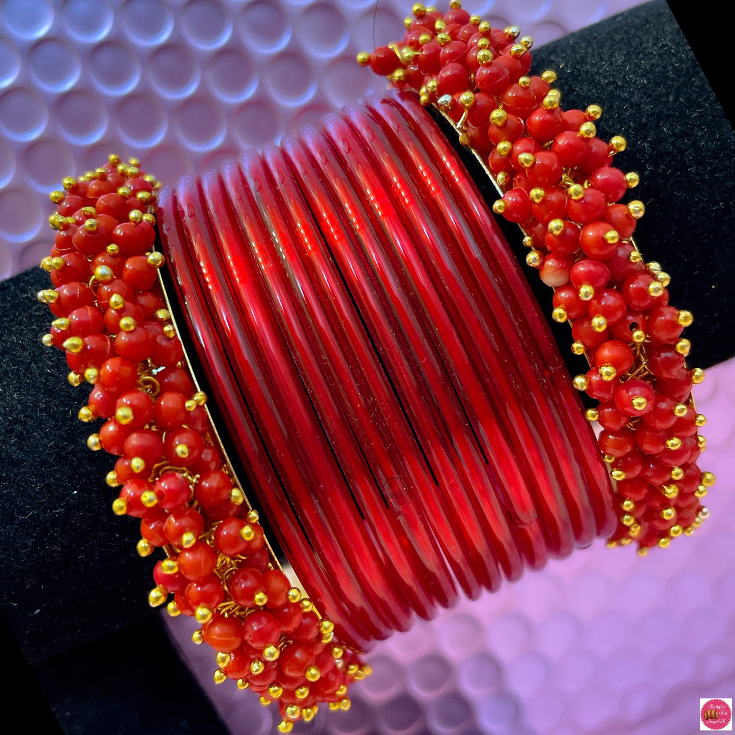 Red Glass  Bangles Set