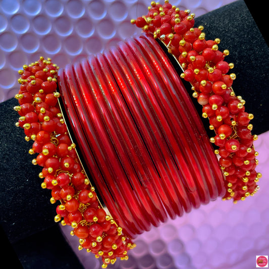 Red Glass  Bangles Set