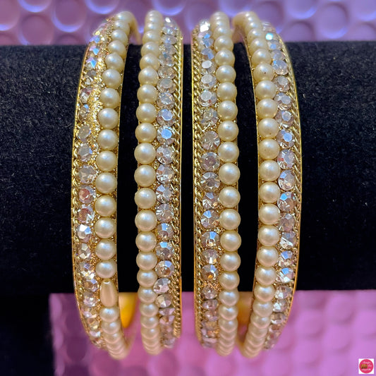 Pearl Zirconia 4pc Metal Karas