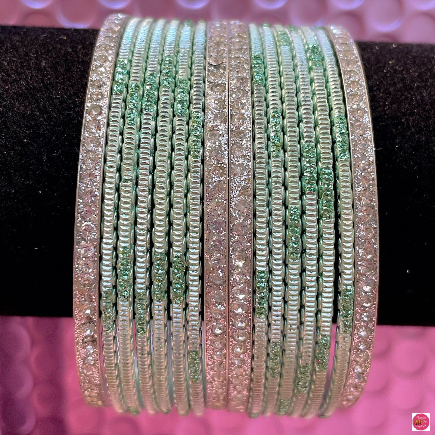 Silver Metal Bangles Sets Various Colours- Size 2.10