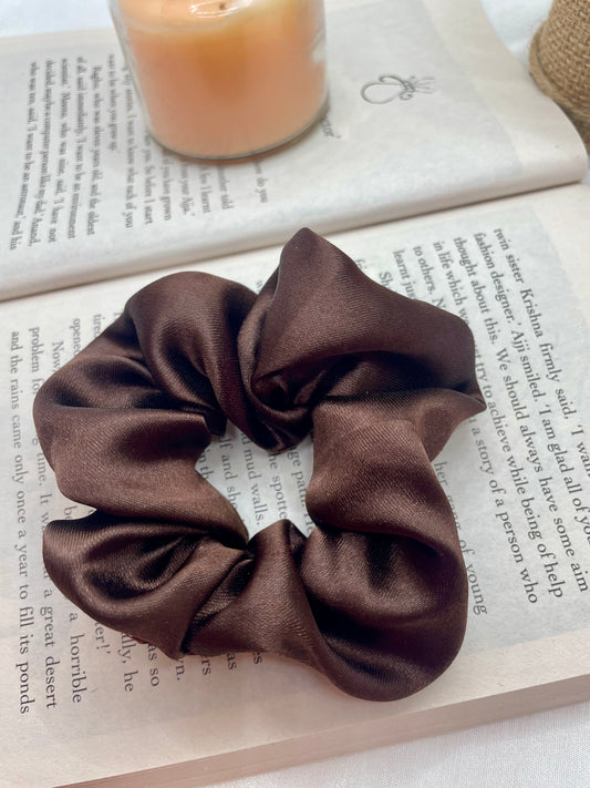 Chocolate Brown Silk Scrunchie