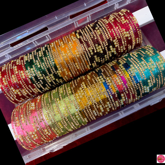 Pearl Zirconia Glass Bangles in various colors - Size 2.6