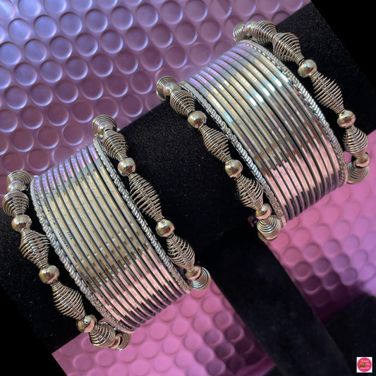 Elegant Silver Metal Bangles Set