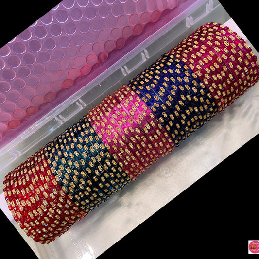 Designer Glass Bangles in various colours- Size 2.6/2.8
