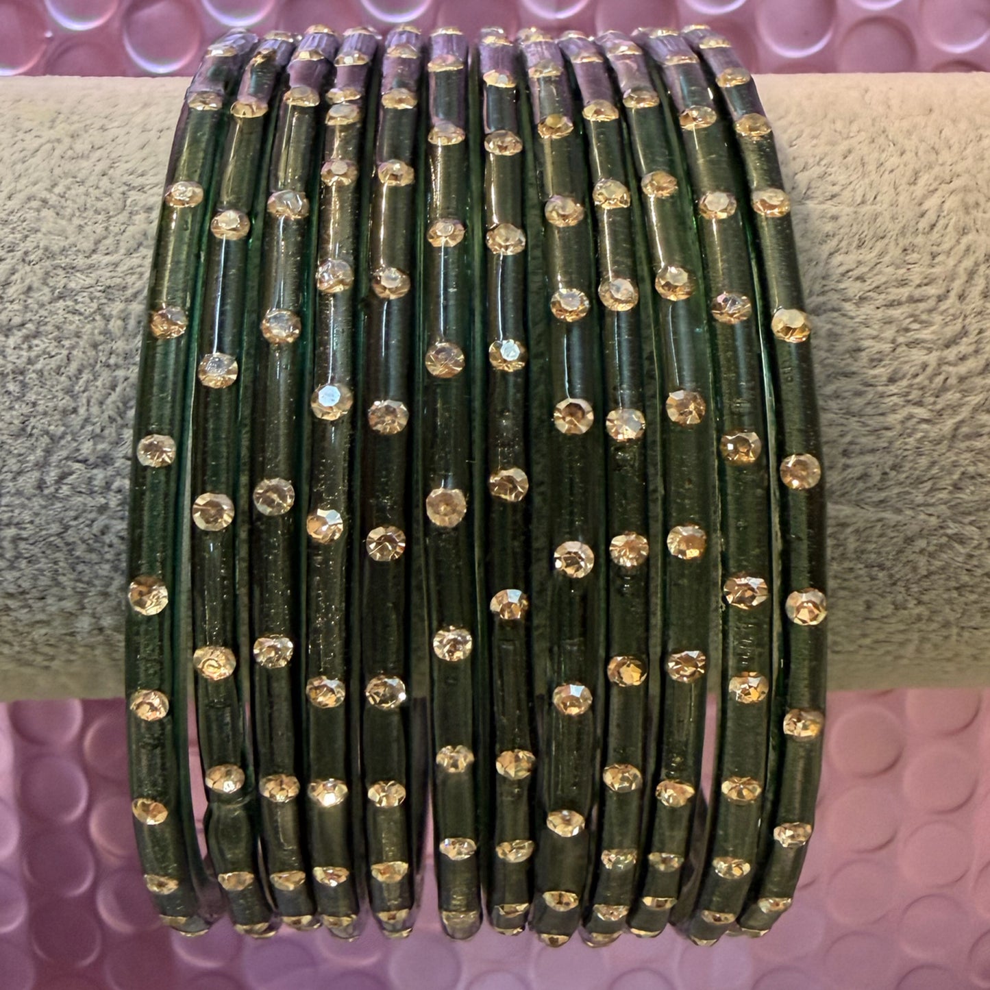 Stone Glass Bangles in various colours- Size 2.10