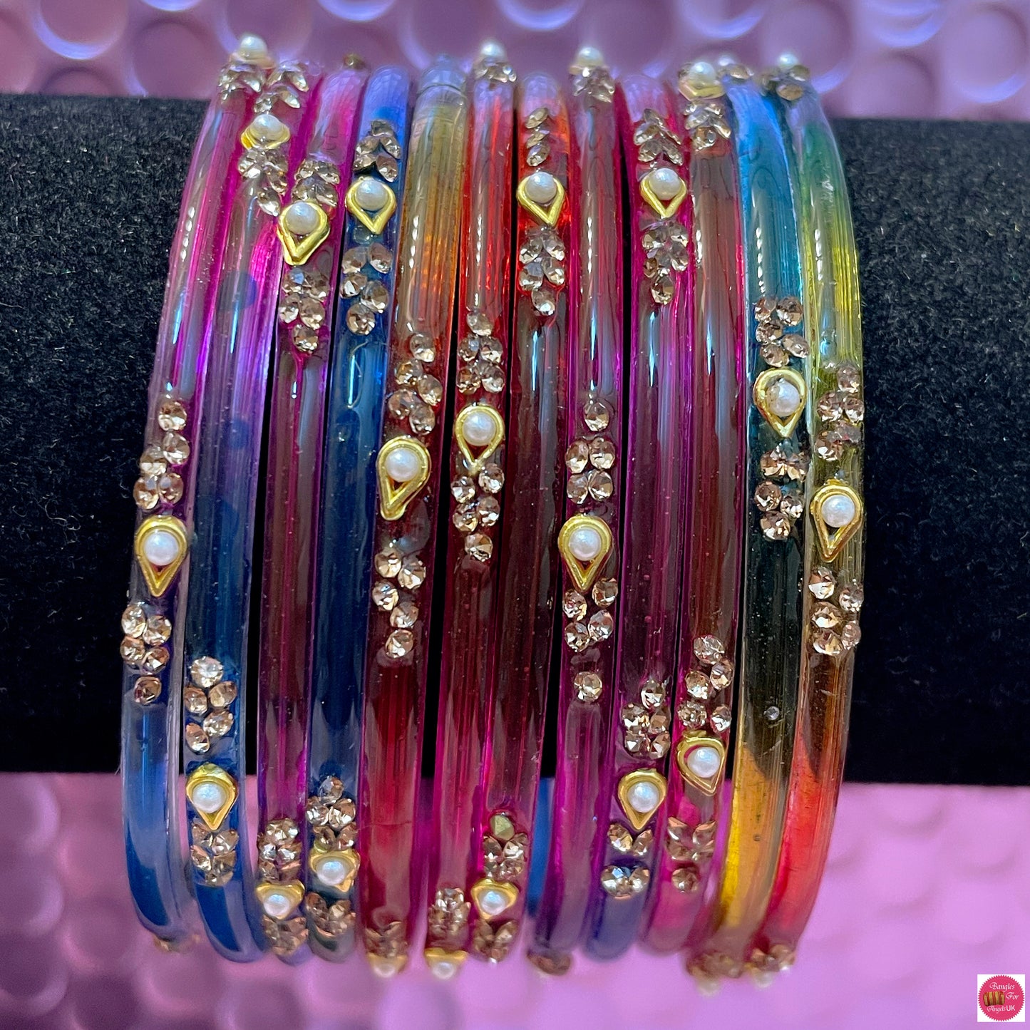 Pearl Glass Bangles in various colours- Size 2.6/2.8