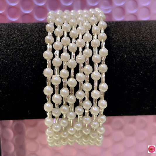 Silver Pearl Metal Bangles