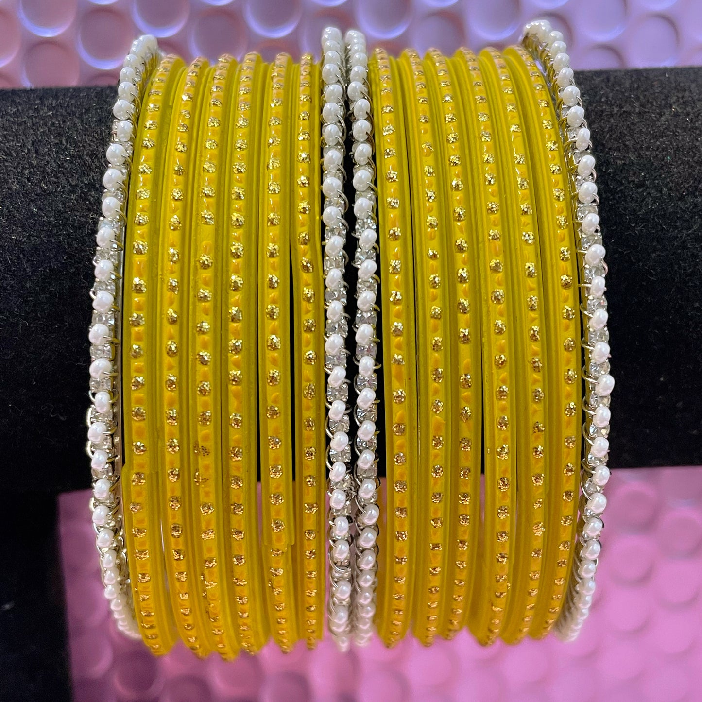 Pearl Glass Bangles Set- Size 2.12