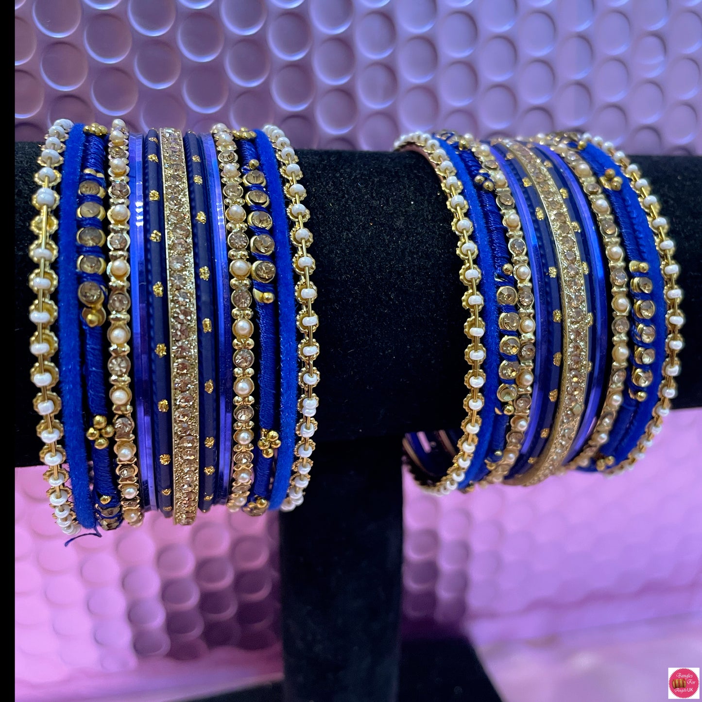 Pearl Thread Metal Bangles Sets- Various Colours