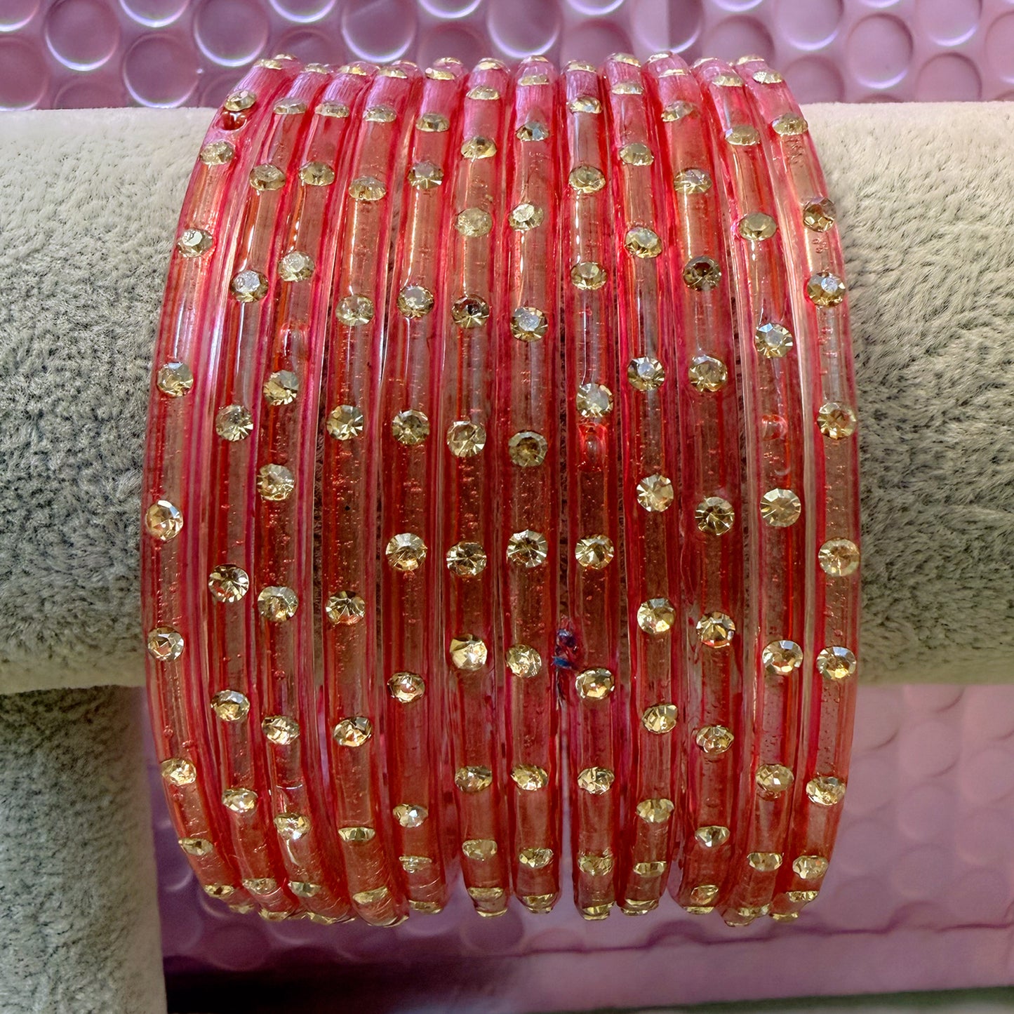 Stone Glass Bangles in various colours- Size 2.10