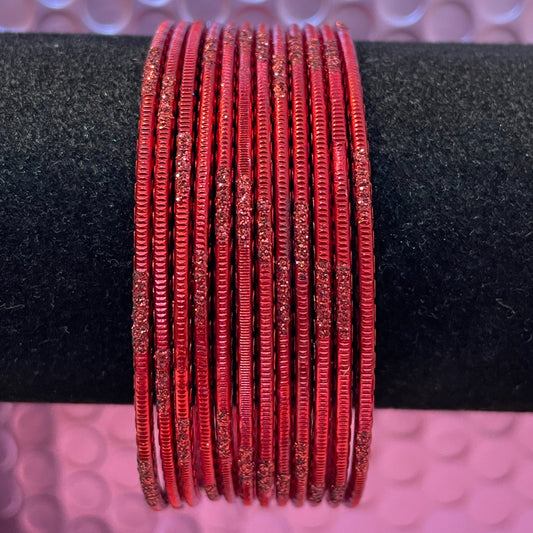 Maroon Metal Bangles Set