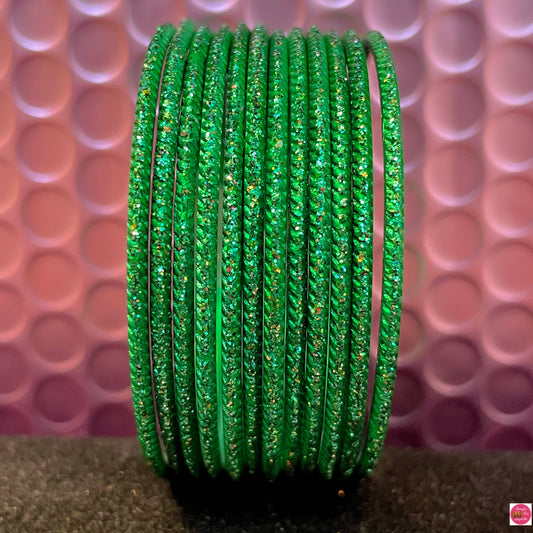 Green Metal Bangles Set- Size 1.14/2.0