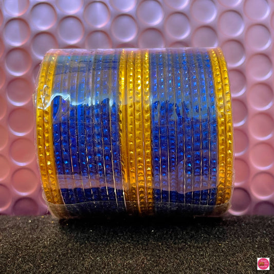 Blue & Gold Metal Bangles Set- Size 1.10
