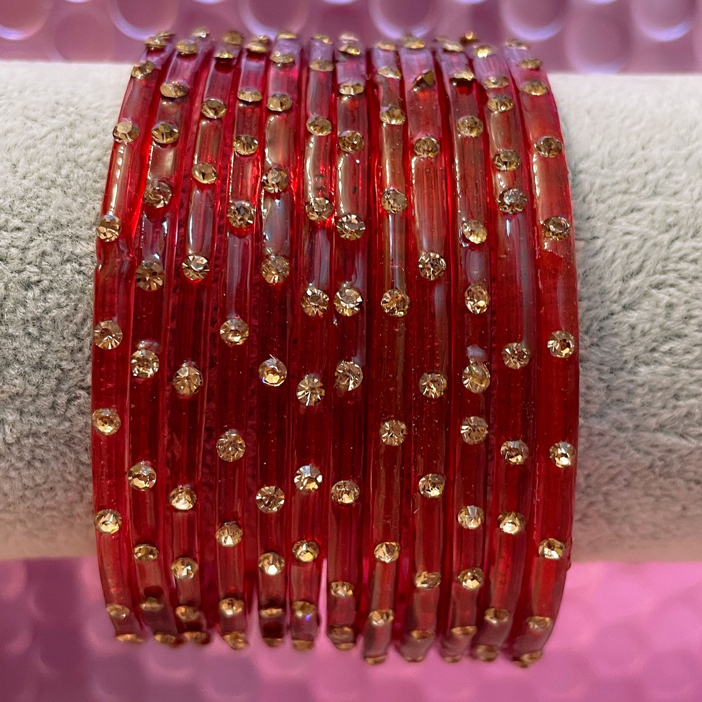 Stone Glass Bangles in various colours- Size 2.10
