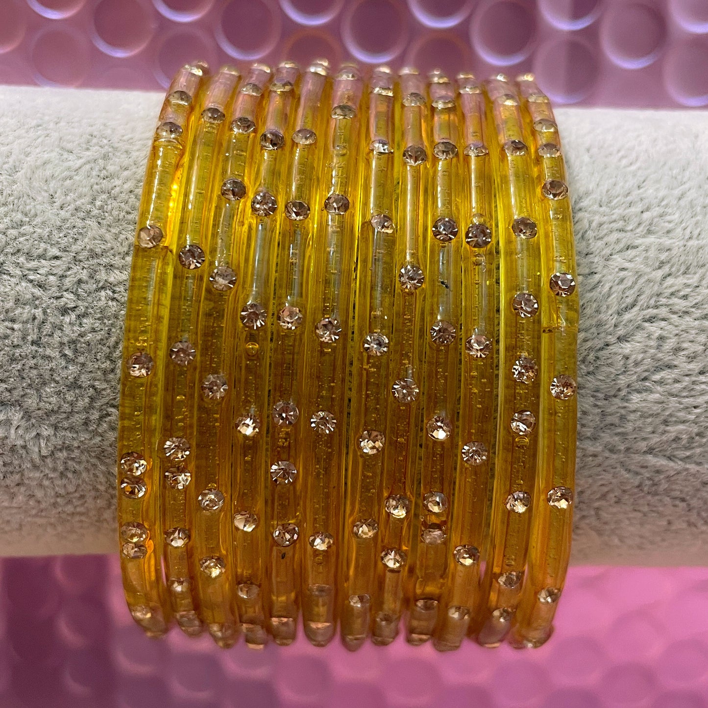 Stone Glass Bangles in various colours- Size 2.10