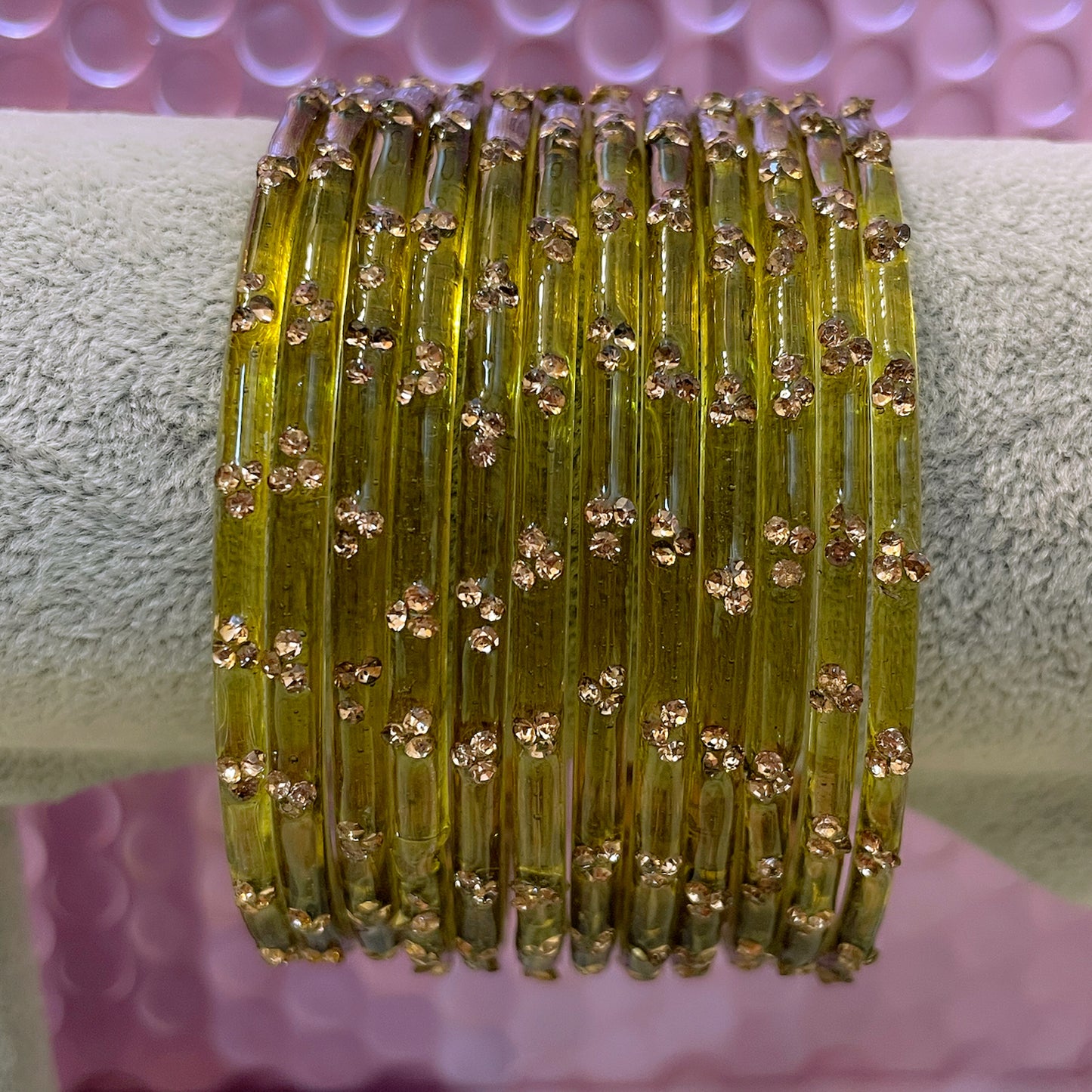 Zirconia Glass Bangles in various Colours- Size 2.6/2.8