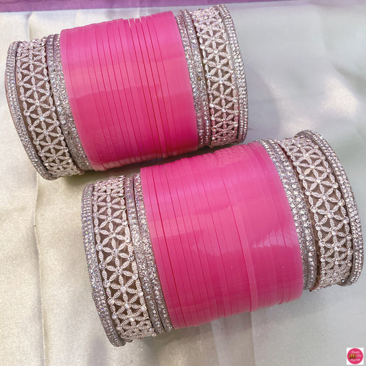 Light Pink Bridal Punjabi Chura Bangles Set