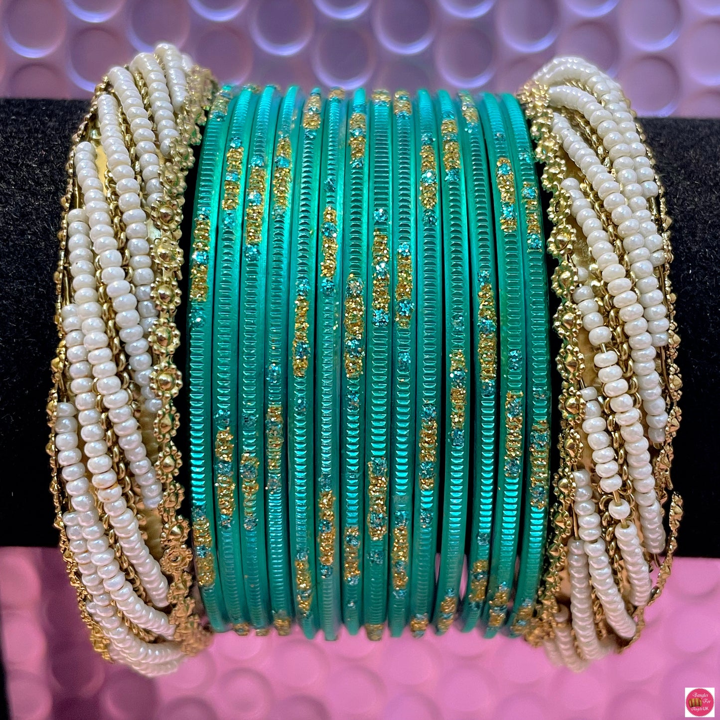 Pearl Metal Bangles Sets- Various Colours