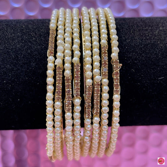 Gold Pearl Metal Karas- Size 2.2