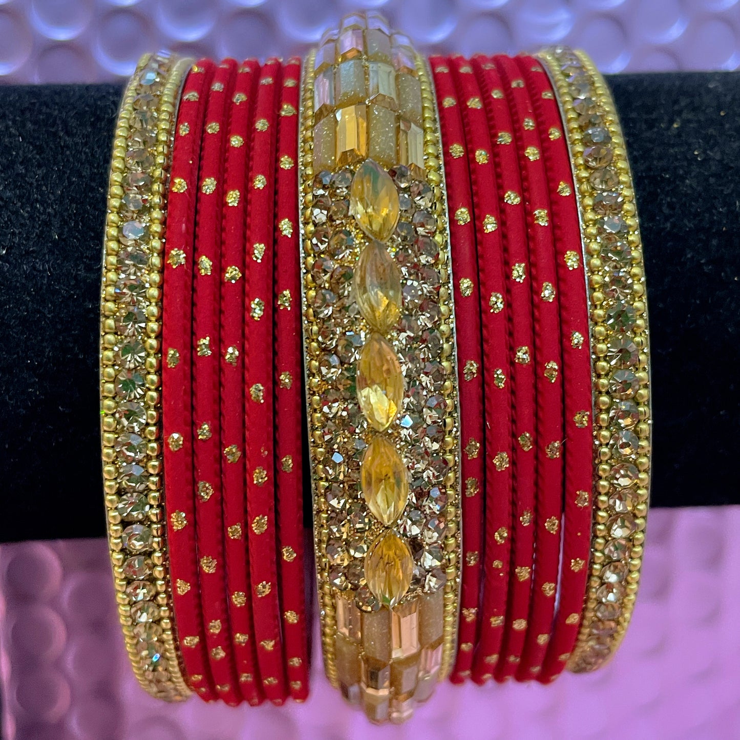 Gold Metal Bangles Sets Various Colours- Size 2.12