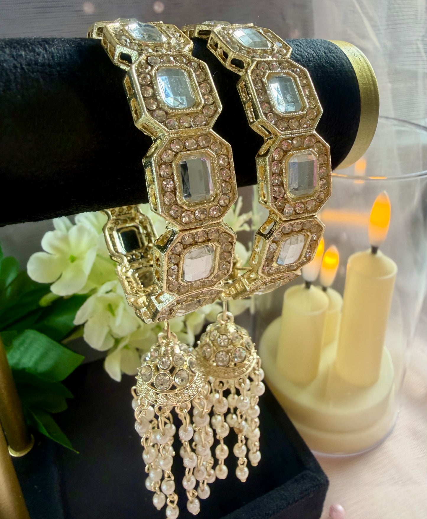 Gold Kundan Hanging Metal Karas