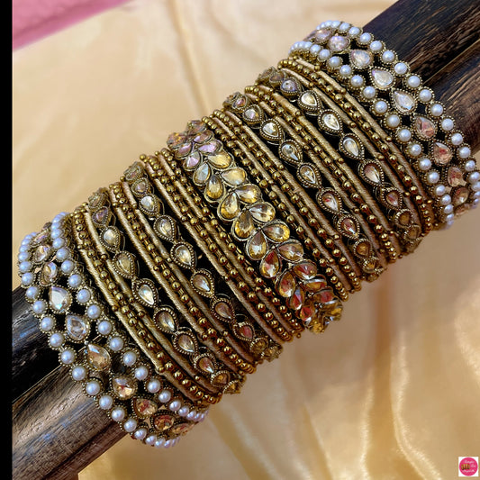 Kundan Gold Metal Bangles Set