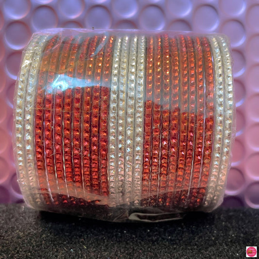 Silver & Maroon Metal Bangles Set- Size 1.12/1.14