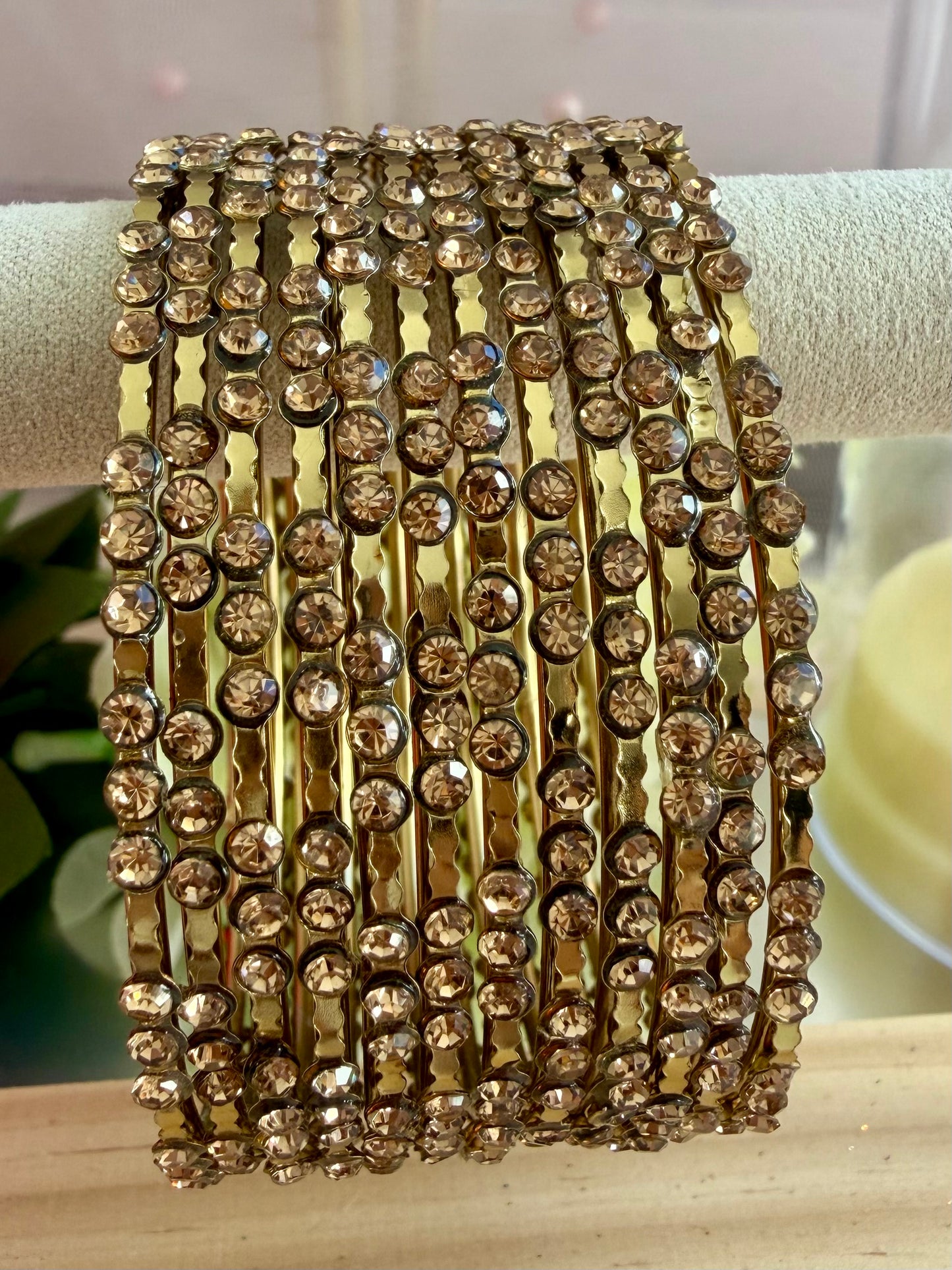 Gold Stone Metal Bangles Set