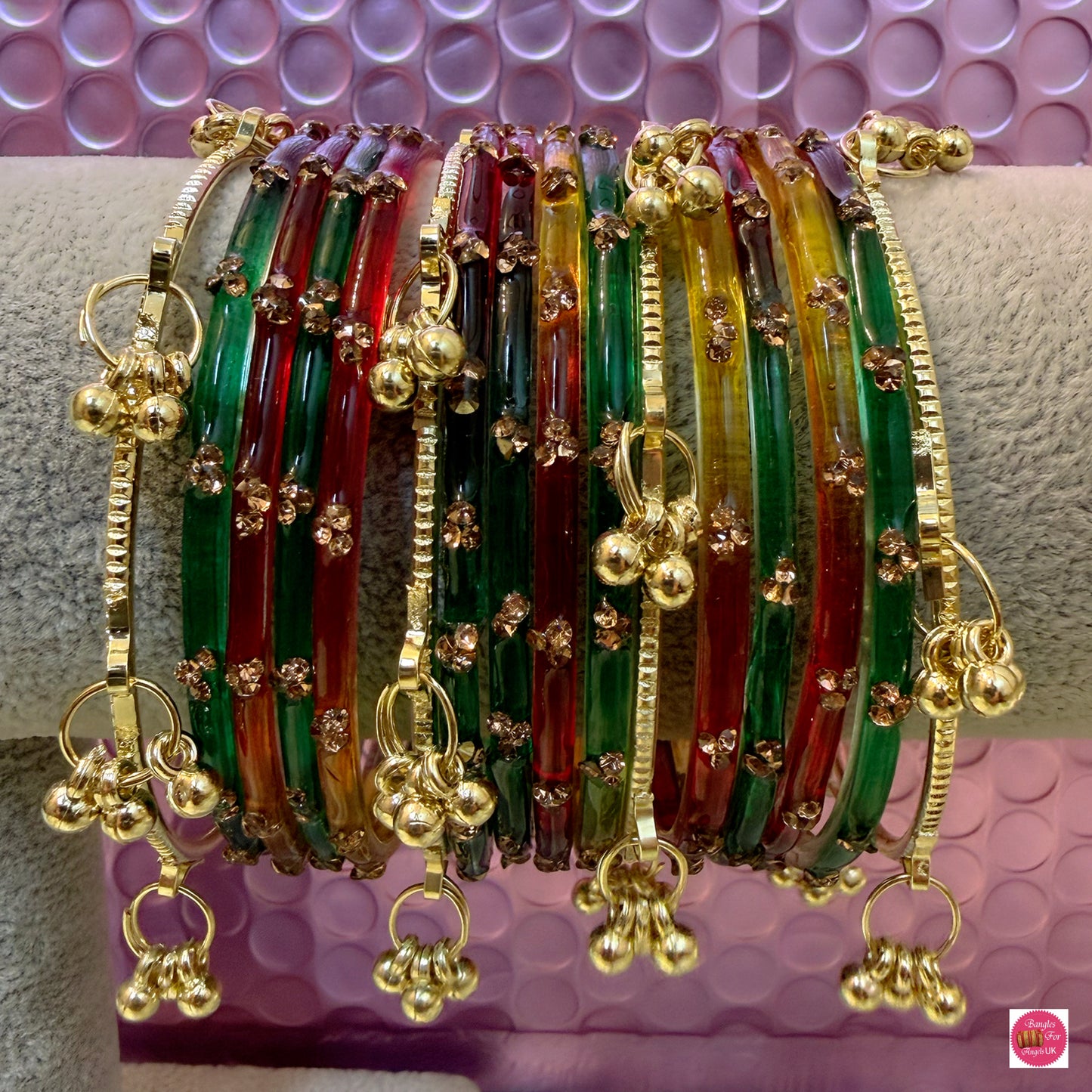 Multicoloured Kashmiri Glass Bangles Set- Size 2.4/2.6/2.8