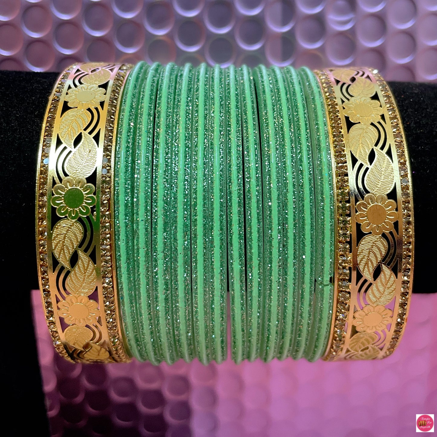 Gold Glass Bangles Sets- Various Colours