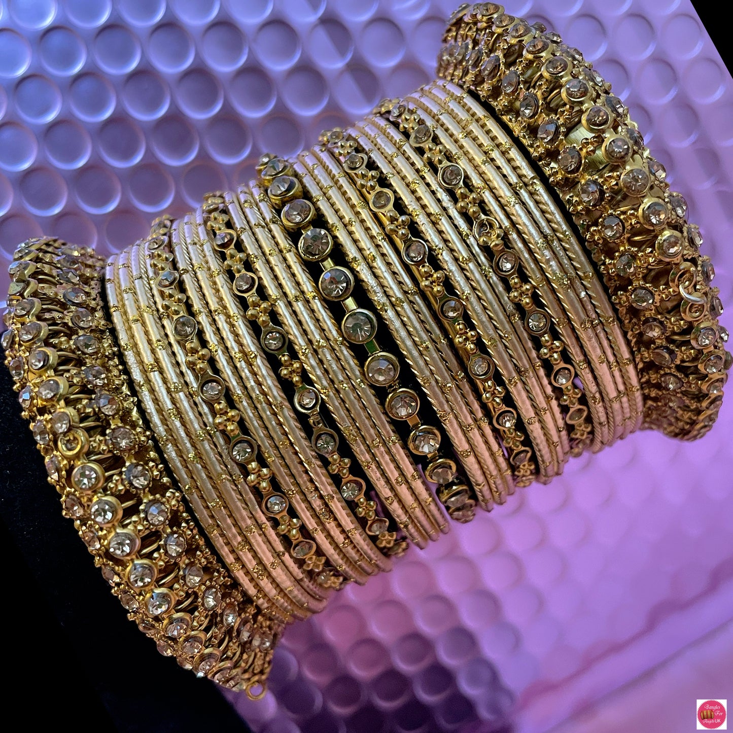 Antique Gold Metal Bangles Sets- Various Colours