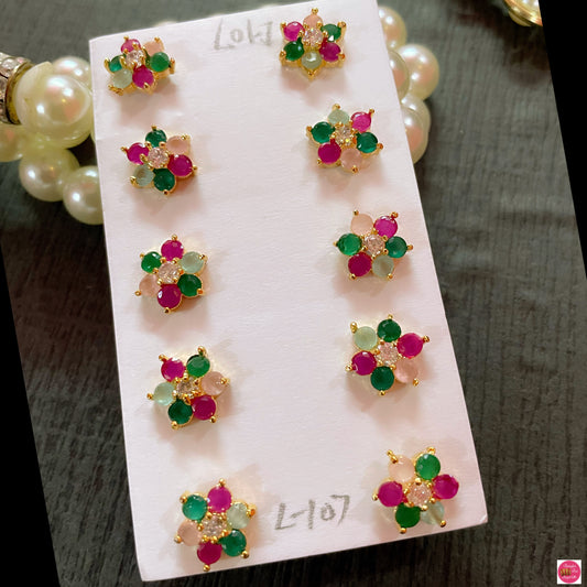 Multicoloured Flower Studs