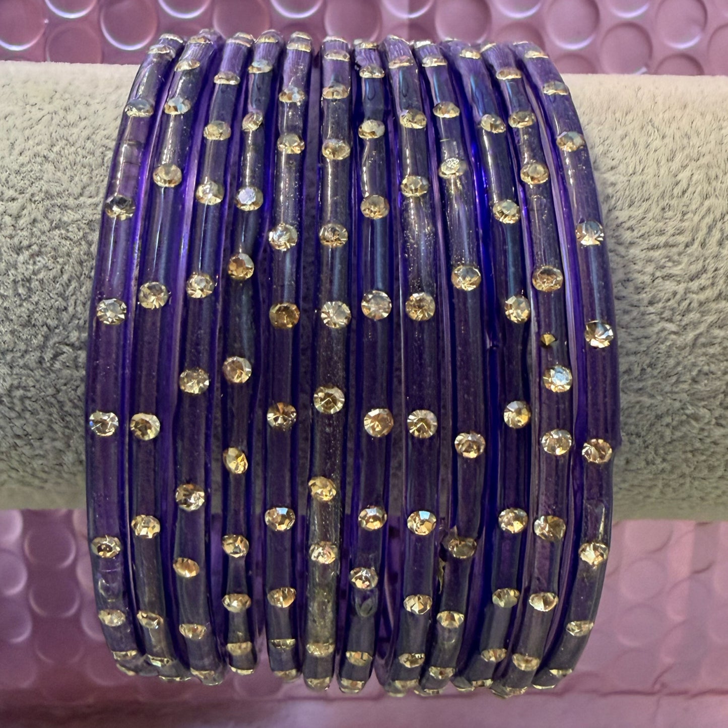 Stone Glass Bangles in various colours- Size 2.10