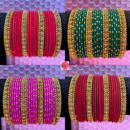 Gold Metal Bangles Sets- Various Colours