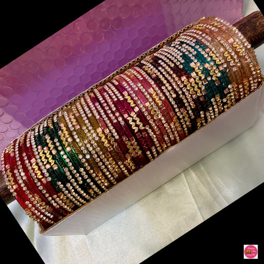 Zirconia Glass Bangles Combo- Size 2.6/2.8