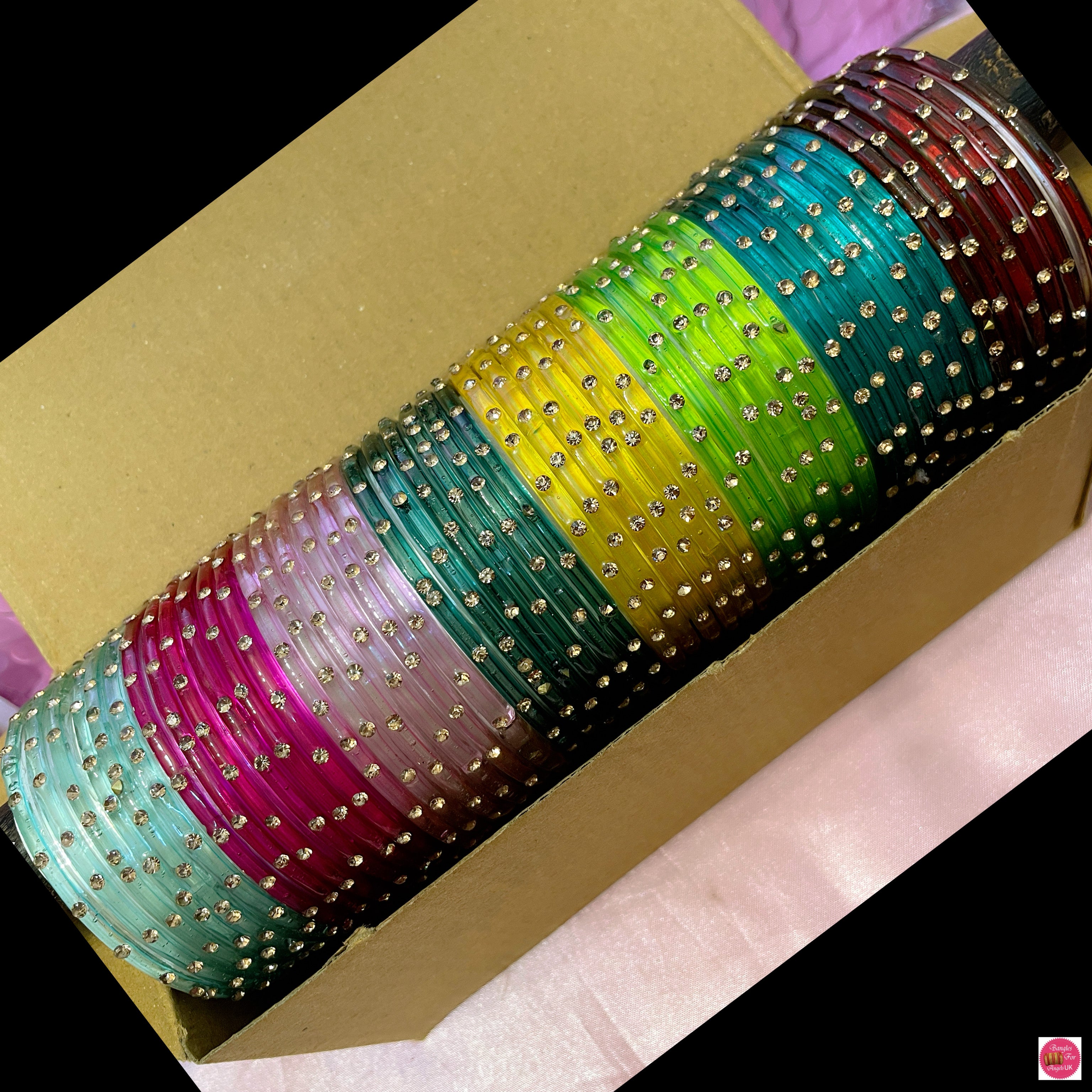 Glass Bangles Combo Box- Size 2.2/2.4/2.6/2.8 – Bangles For Angels UK