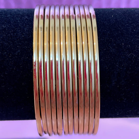 Gold Oxidised Metal Bangles- Size 2.2