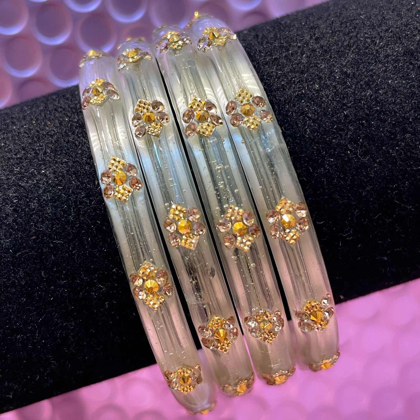 Designer Glass Bangles Karas- Size 2.4