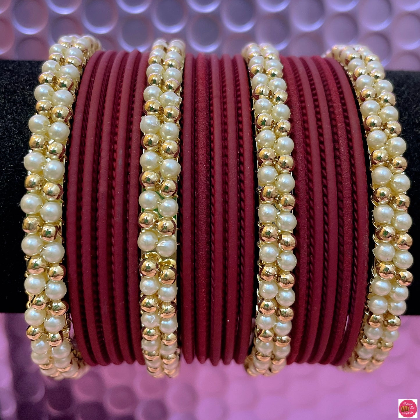 Pearl Metal Bangles Sets- Various Colours