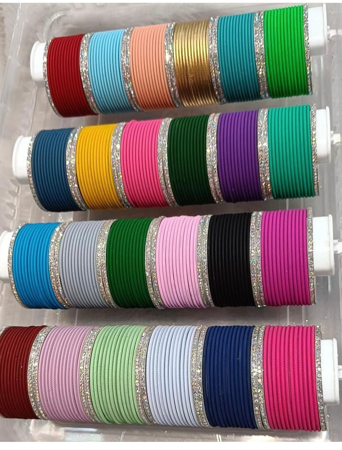 Silver Metal Bangles Sets- Various Colours