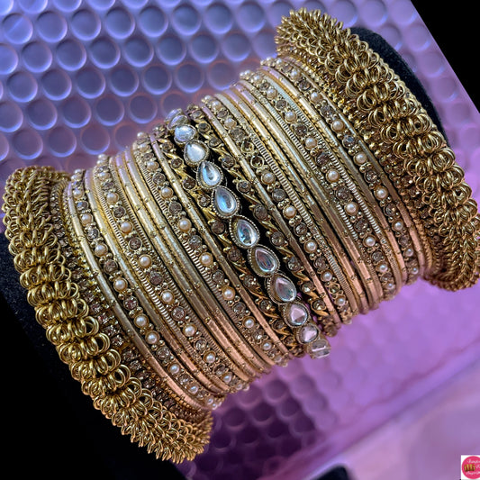 Kundan Gold Metal Bangles Sets