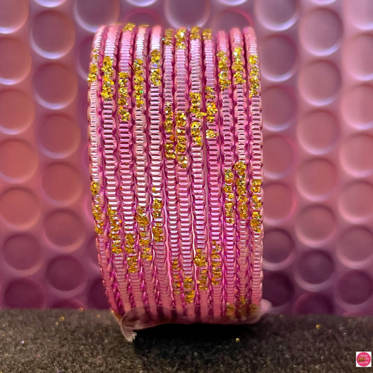 Kids Light Pink Metal Bangles Set