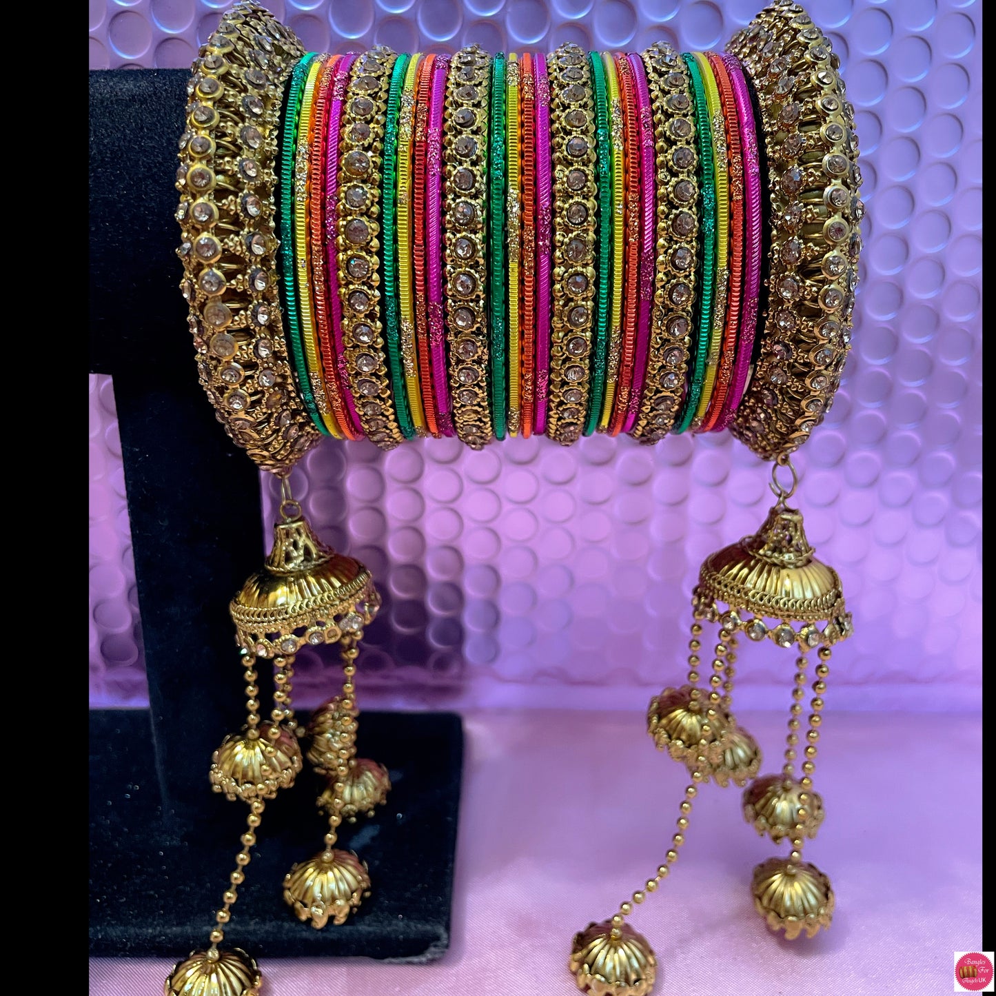 Multicoloured Hanging Metal Bangles Set