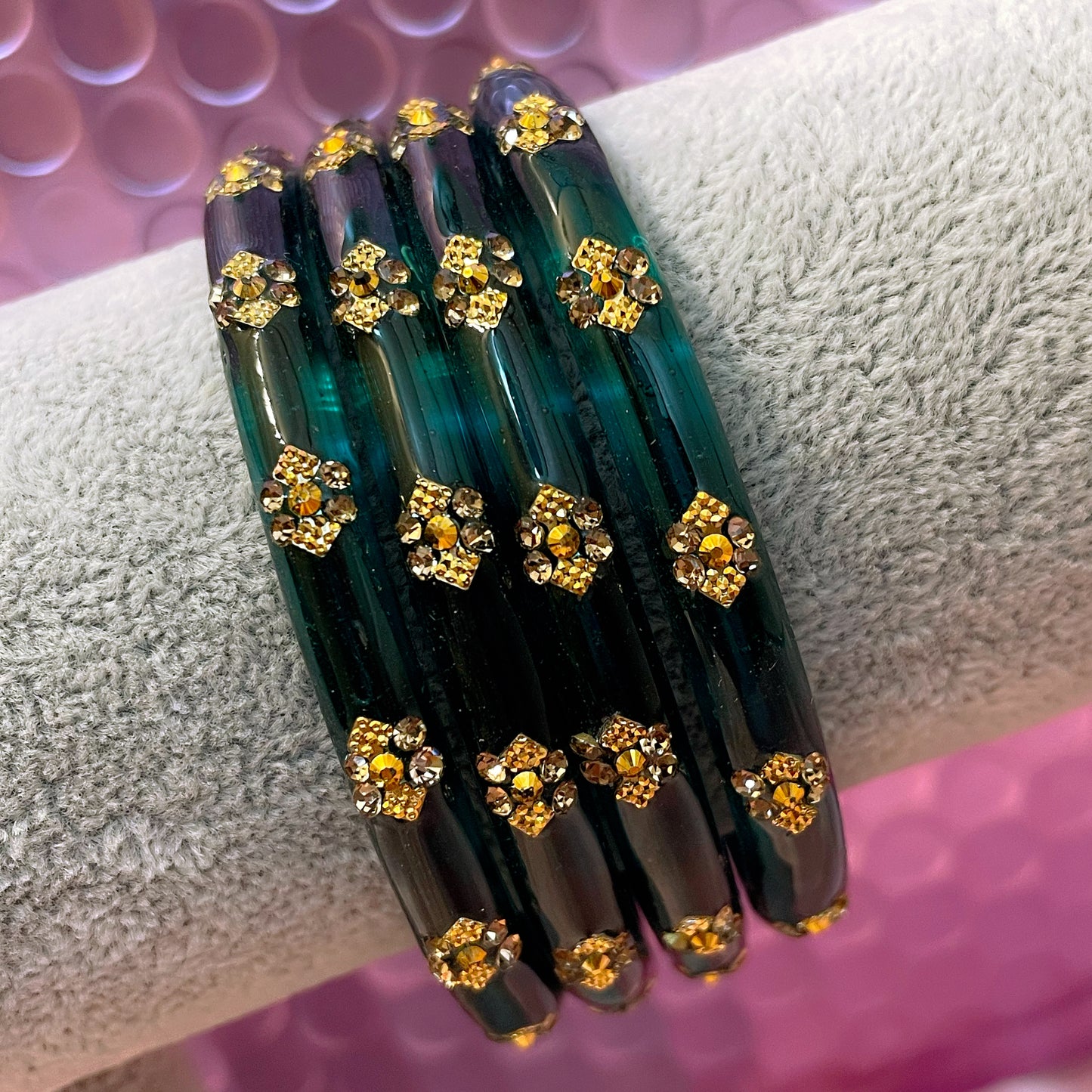 Designer Glass Bangles Karas- Size 2.4