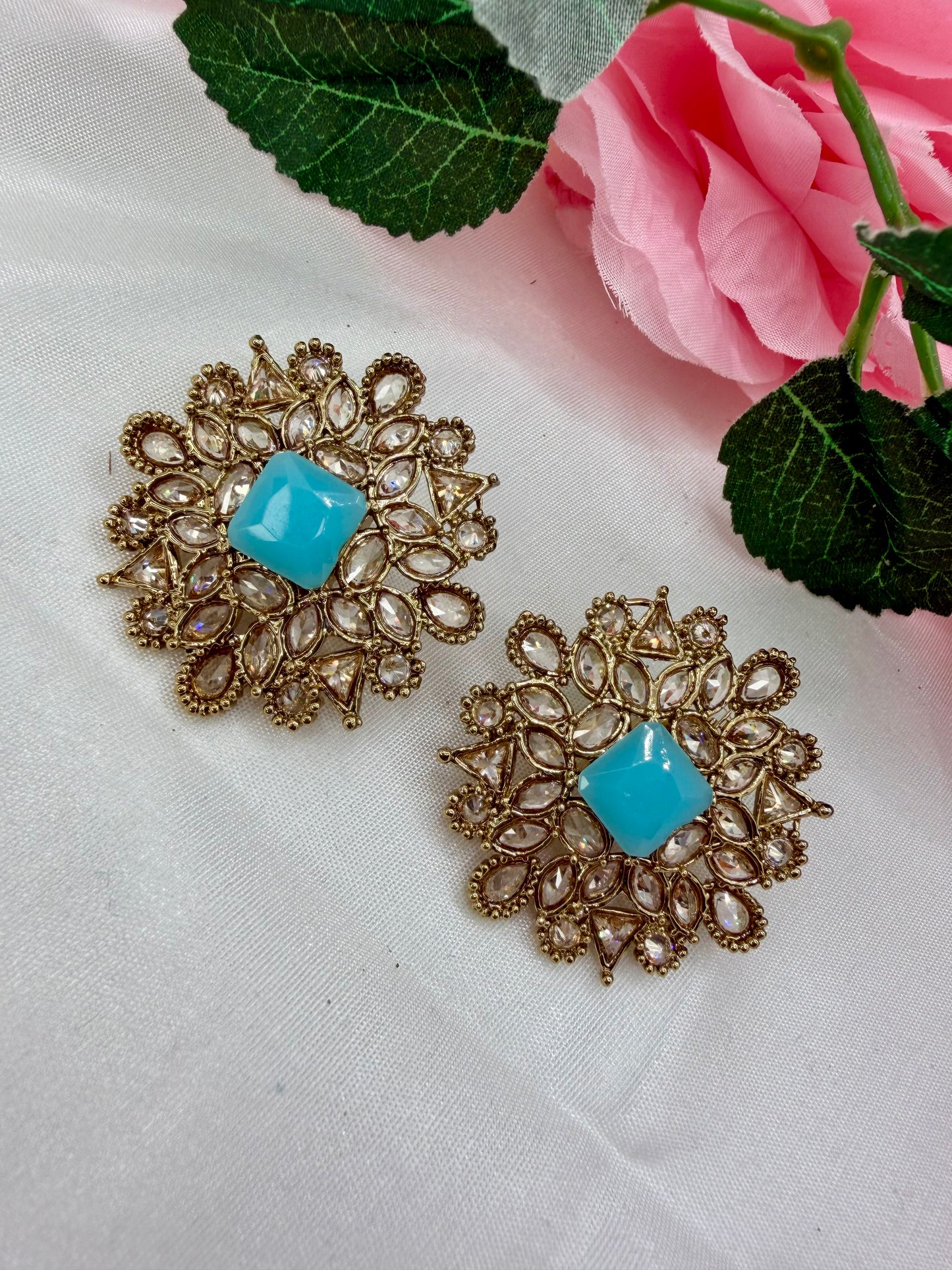 Kundan Firozi Earings