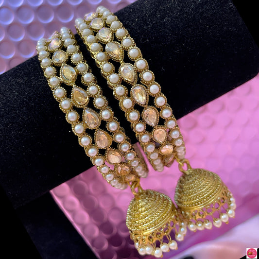 Kundan Pearl Hanging Metal Karas