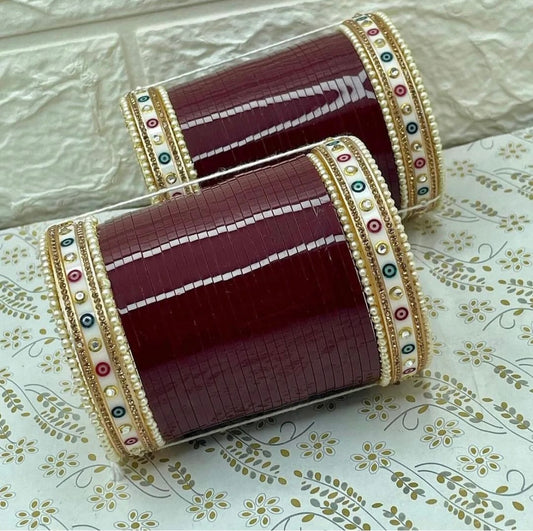 Pearl Bridal Punjabi Maroon Chura